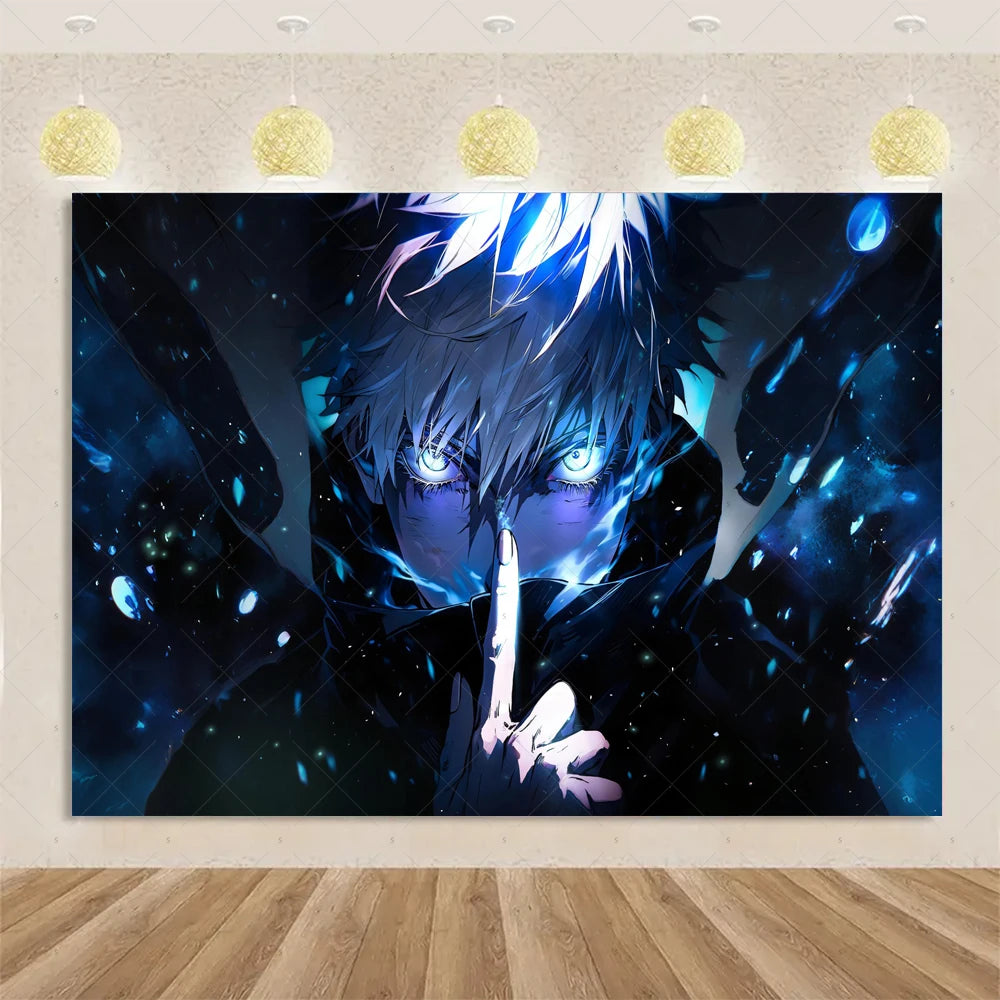 Jujutsu Kaisen Theme Background Birthday Party Decorations Anime Character Gojo Satoru Backdrop Kids Poster Photography props