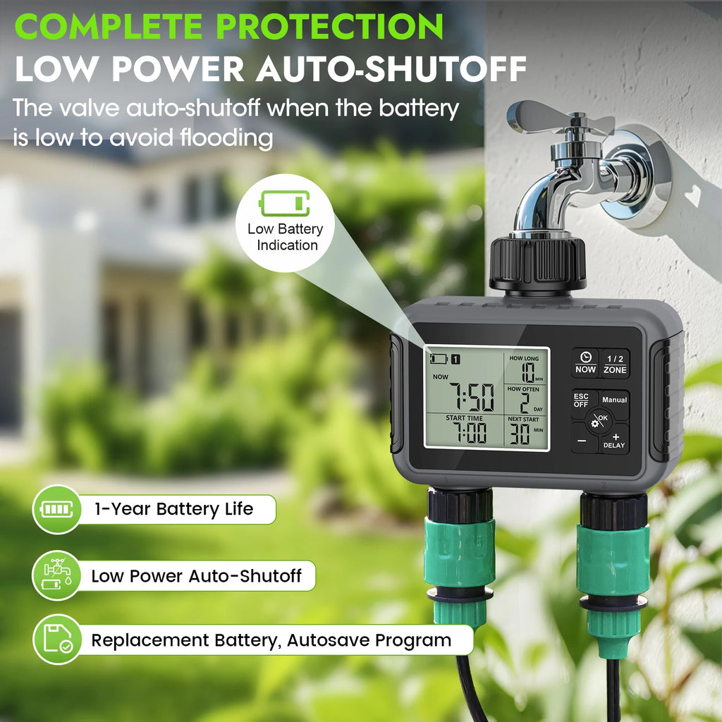 Insoma 2-Zone Sprinkler Timer Programmable Garden Hose Timer Water-Saving