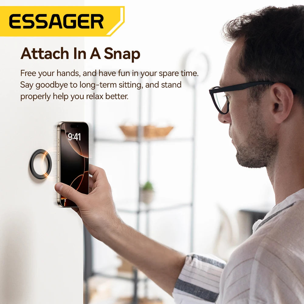 Essager Magnetic Metal Ring for iPhone 16 15 14 MagSafe Magnet for Android Phones Plate Sticker Rings For Wireless Charger Stand