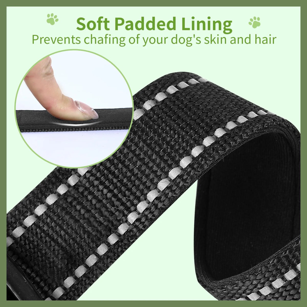 Reflective Adjustable Padded Dog Collar Soft Breathable Pet Neck
