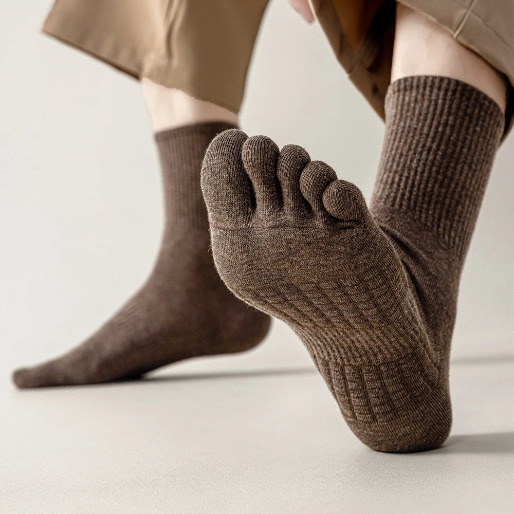 3 Pairs Five Finger Socks Men Anti-slip Sports Athletic Crew Socks Men High Quality Cotton Toe Socks Basketball Middle Tube