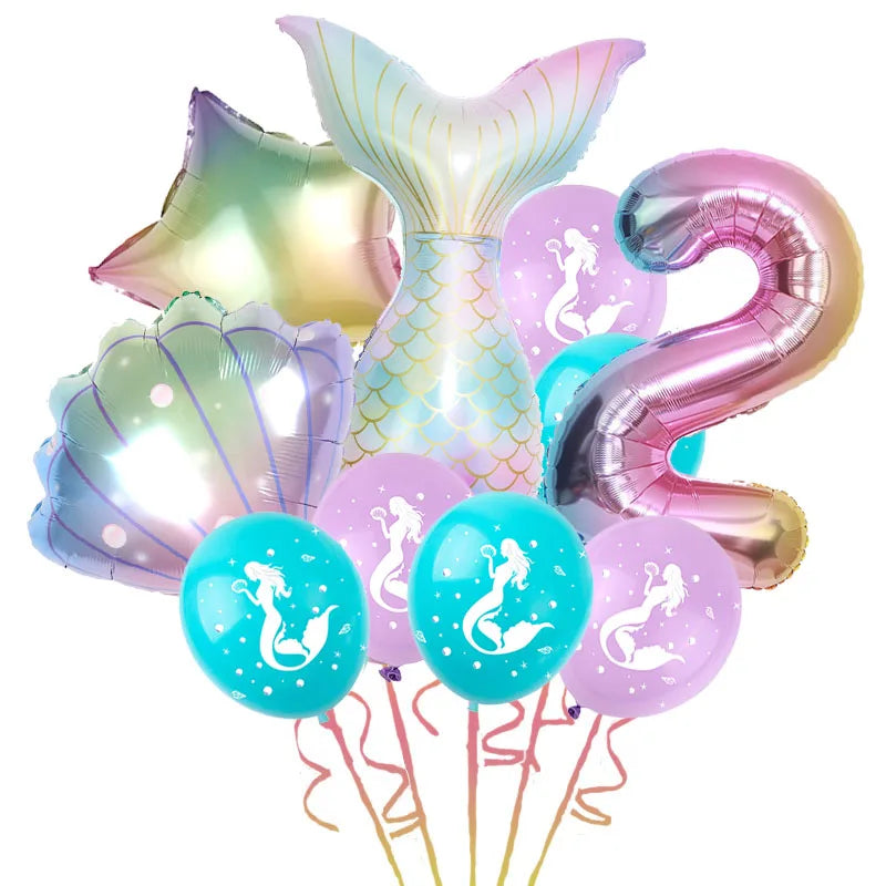 Mermaid Birthday Party Decoration Disposable Tableware Set Little Mermaid Tail Plates Girl Mermaid Party Supplies Wedding Decor
