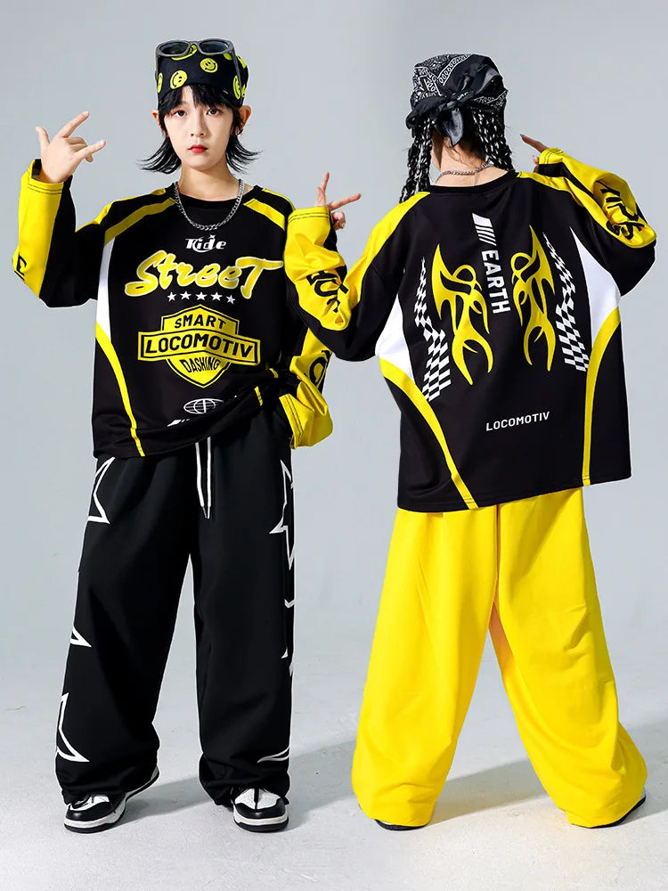 Boys K-pop Sweatshirt Fashion Vest Sweatpants Girls Hip Hop Joggers Pants Costumes Child Streetwear Kids Jazz Dance Clothes Sets