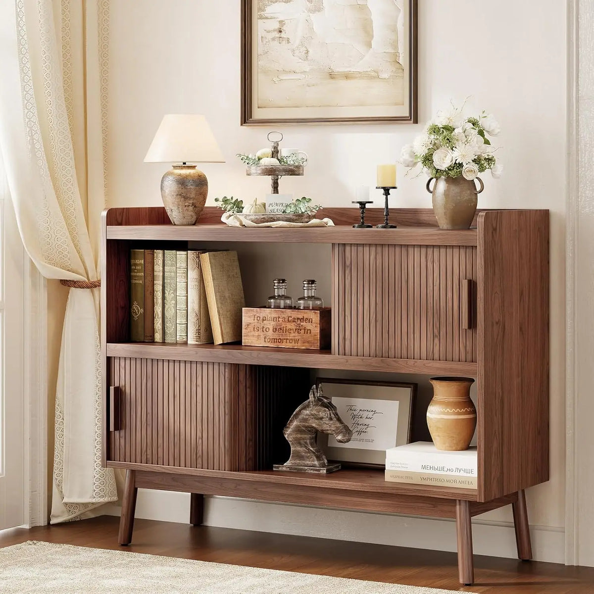 Modern Electric Buffet Cabinet With Outlet, 44-Inch