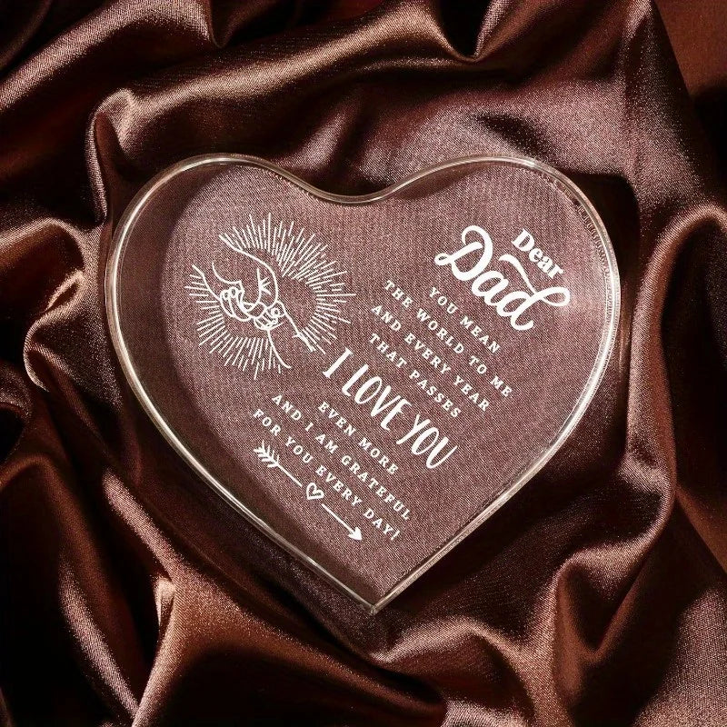 Engraved Dad Heart - Sentimental Paperweight Gift for All