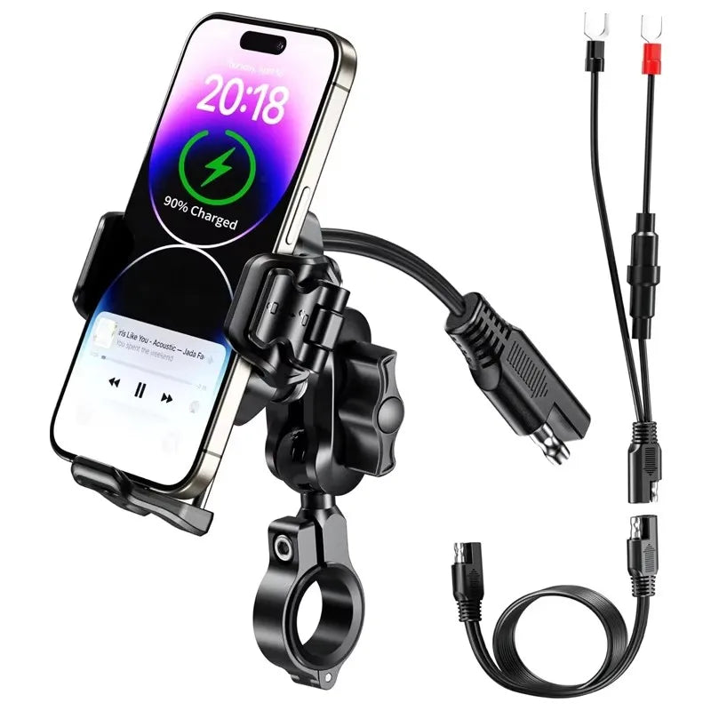 Upgraded Motorcycle Phone Holder 15W Wireless Charger QC3.0 USB Fast Charging Moto Handlebar Bracket GPS Shockproof Stand