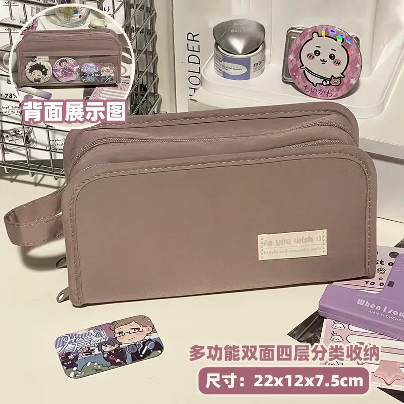 Kawaii Pencil Case DIY Set Cute Korean Stationery Supplies Pen Pouch School Desk Organizer Large Capacity Waterproof