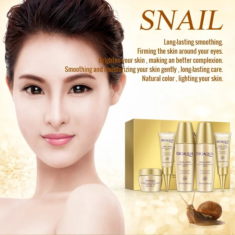 BIOAQUA Snail Extract Skin Care Set Anti Aging Moisturizing Hydrating,Face Cream/BB Cream/Eye Cream/toner/Serum Lotion,Day Cream