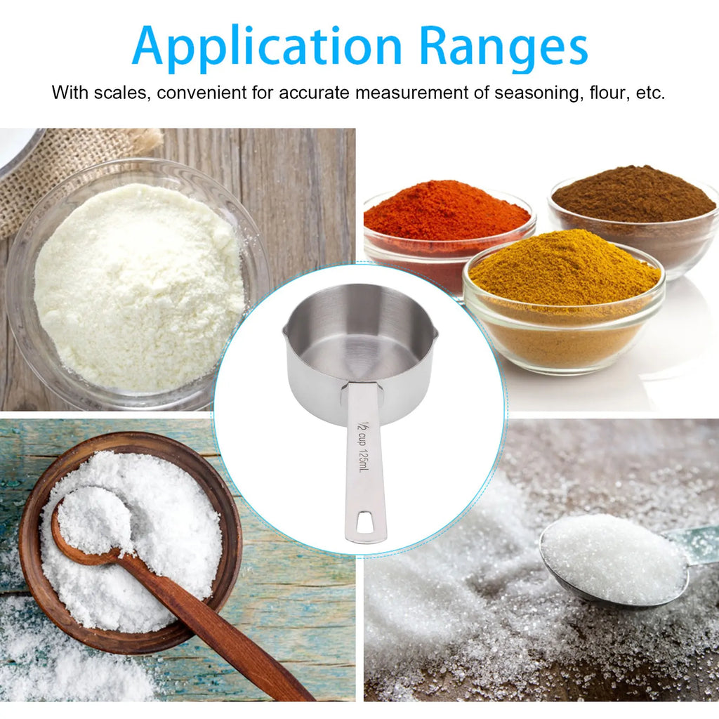 Baking Measuring Spoon 304 Stainless Steel Measuring Cup Scoop with Scales Kitchen Supplies Baking Measuring Spoon Measuring Cup