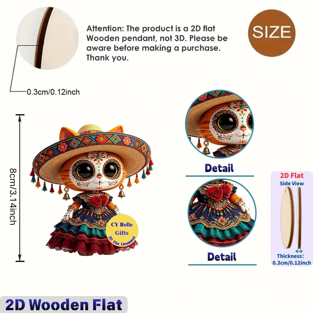 2D Flat Wooden Candy Skull Hanging Ornaments Halloween Day