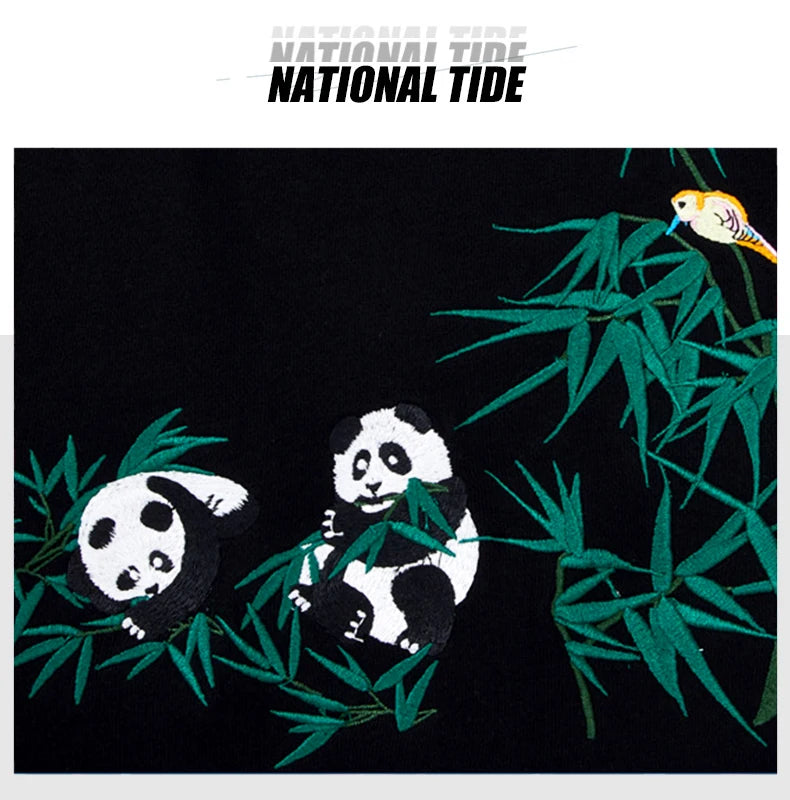 Fashion Crewneck Sweatshirt Men Bear Embroidery Hoodies Women Casual Chinese Panda Bamboo Fleece Designer Harajuku Pullover 2024