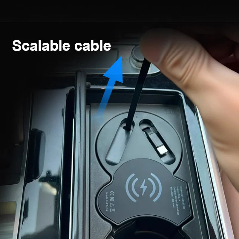 For Audi Q7 2020-2025/ Audi Q8 2017-2025 Car Wireless Charger with Expansion Cable Dual Port Type-C Fast Charging Adapter