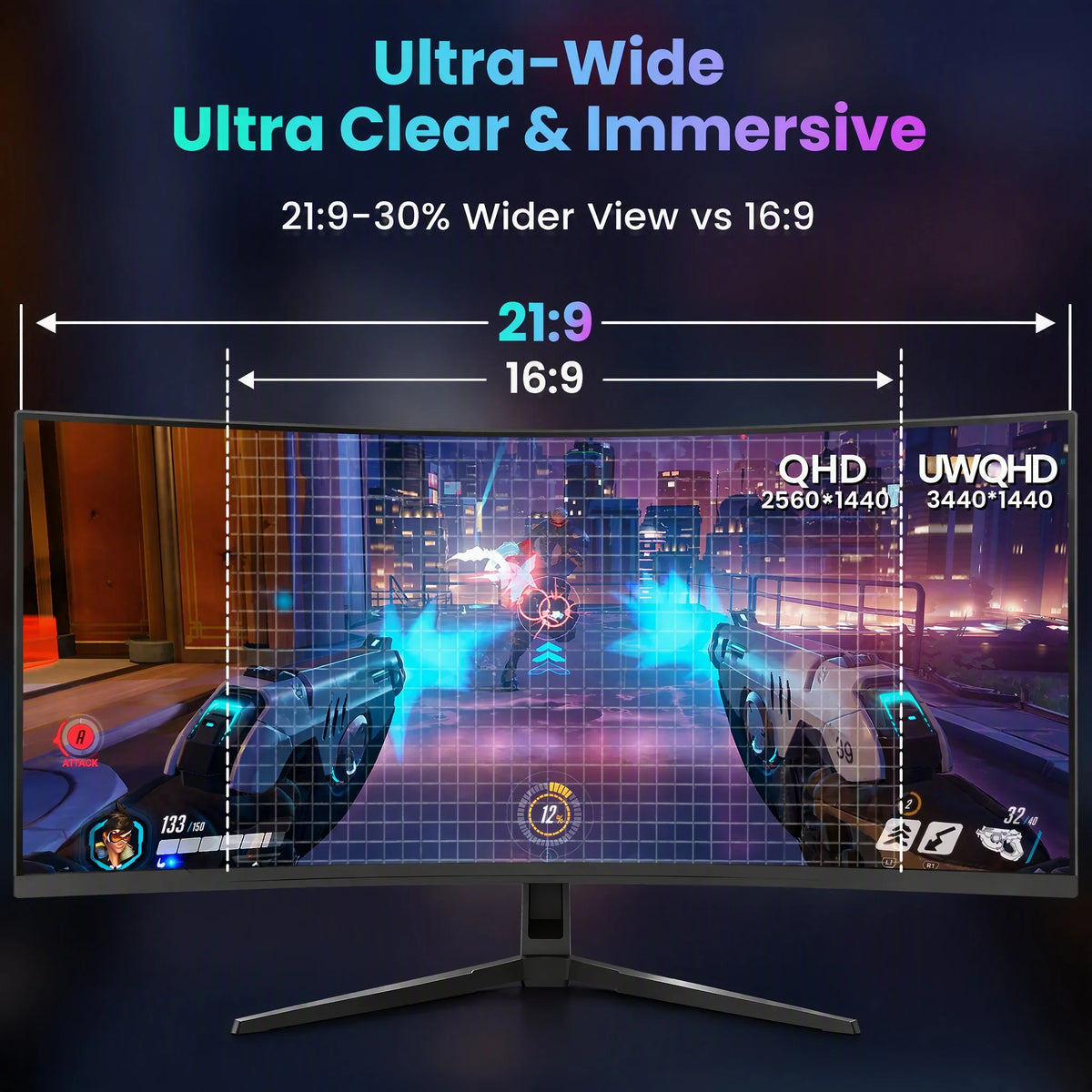LXZ 34 Inch Ultrawide Curved Gaming Monitor