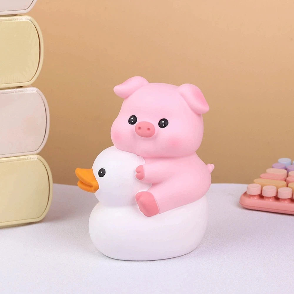 Decorative Vinyl Pig Vinyl Piggy Bank Animal Pig Duck Riding Pig Money Jar Good Luck Fall Protection Coin Saving Box Home
