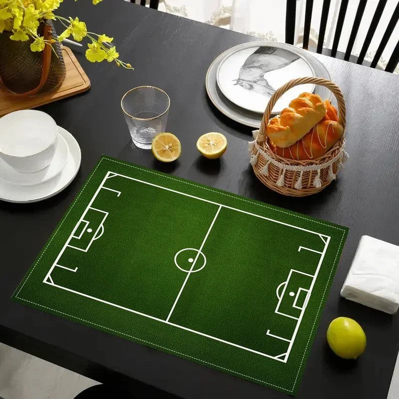 Football Field Print Table Mats, Set