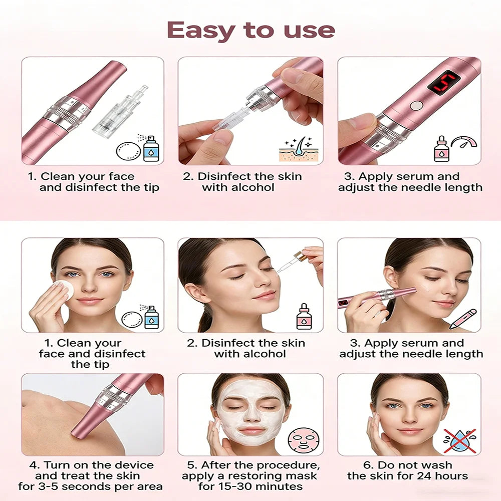 Rechargeable Portable Electric Facial Massager Lightweight with 4 Replacement Heads for Face Neck Skin Care Beauty Tool