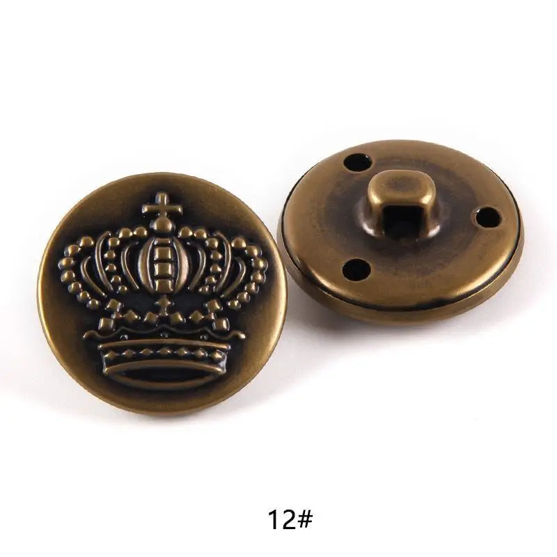 10pcs 15/20/25mm Metal Vintage Coat Suit Uniform Button Retro Copper Buttons Round Shank button DIY Sewing Ornaments