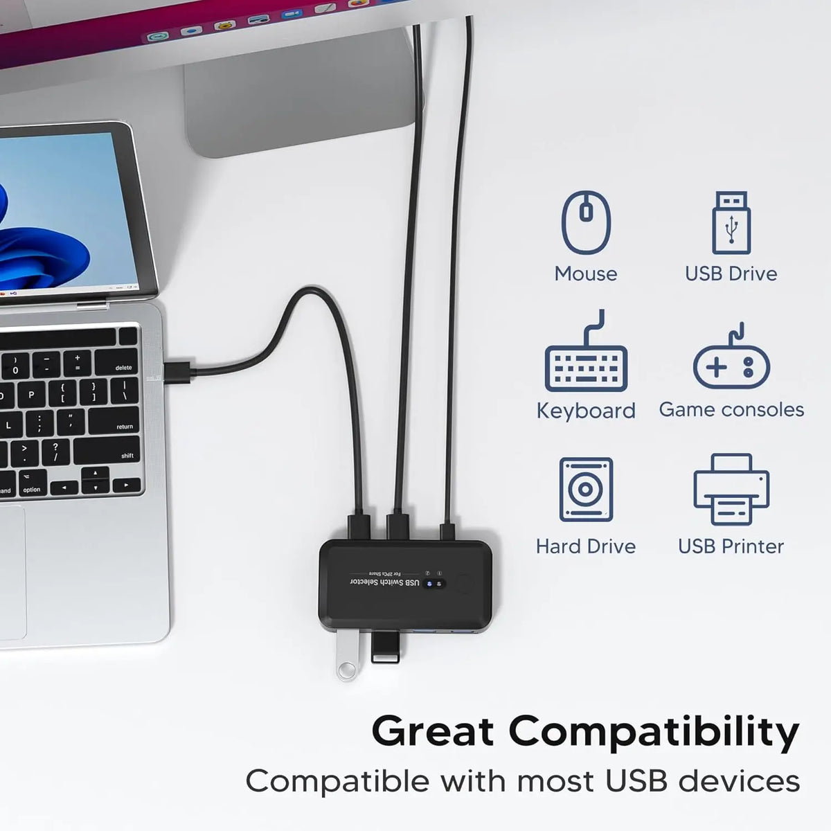 USB 2.0 3.0 Switch KVM Switcher Selector KM Hub