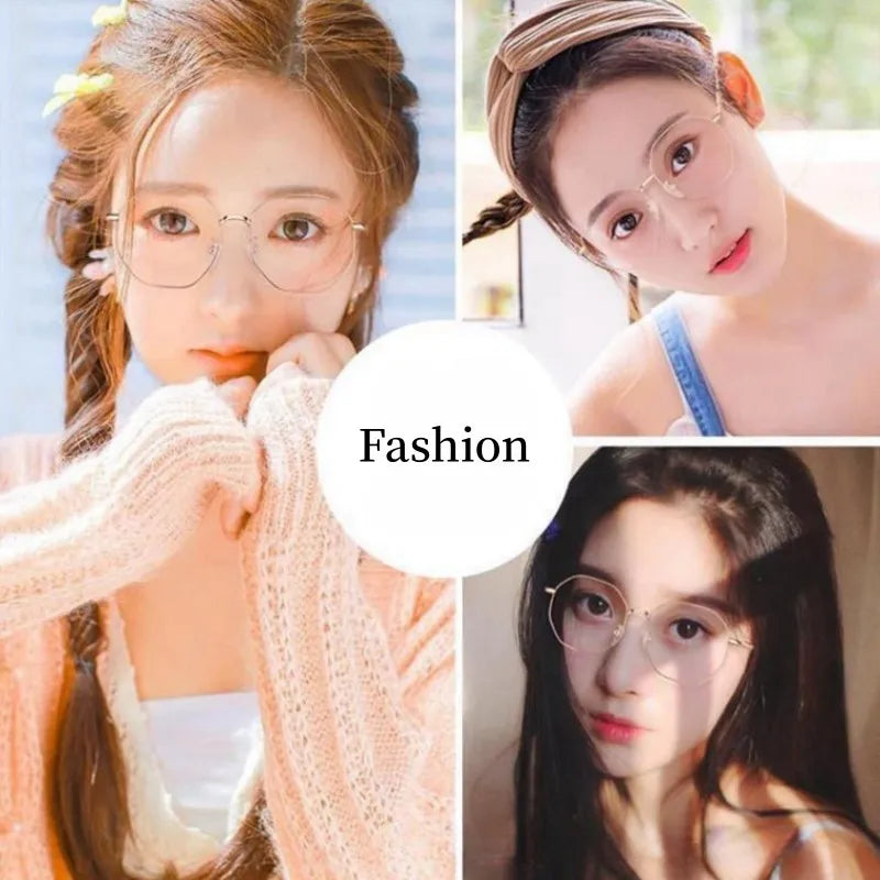 Fashion Ultra-Light Polygon Frame Anti-blue Light Glasses Unisex Reading Eyewear UV400 Shades Flat Mirror Eyeglasses