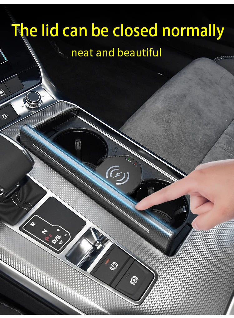 Wireless Charger For Audi A6 A7 S6 S7 C8  2019-2023 Cigarette Lighter Car Charger 15W Car Mobile Phone QI Fast Charging