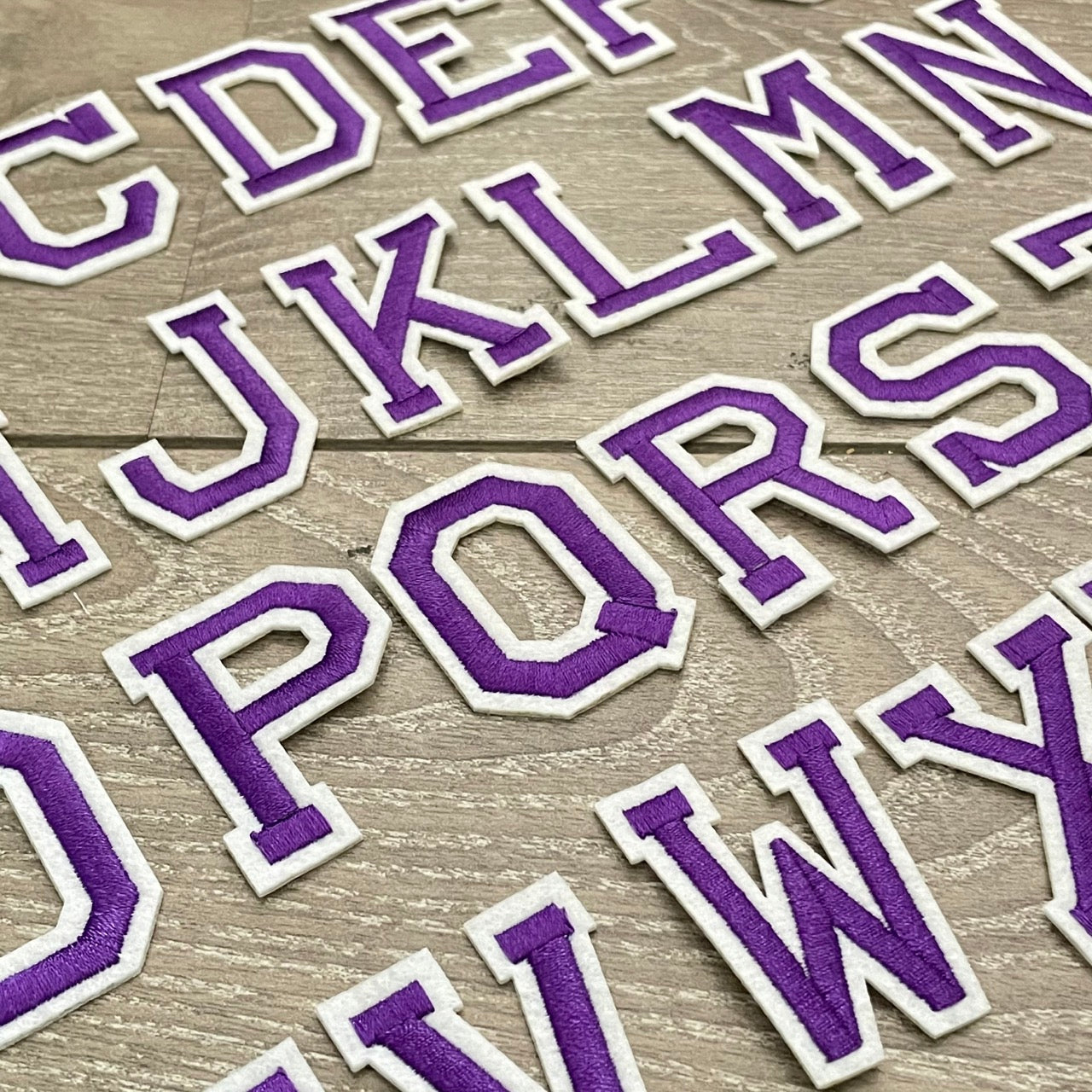5CM Purple Embroidered Patch Iron on Letter Patches for Clothing Alphabet ABCD EFG HIJK LMN OPQ RST UVW XYZ for DIY Accessories
