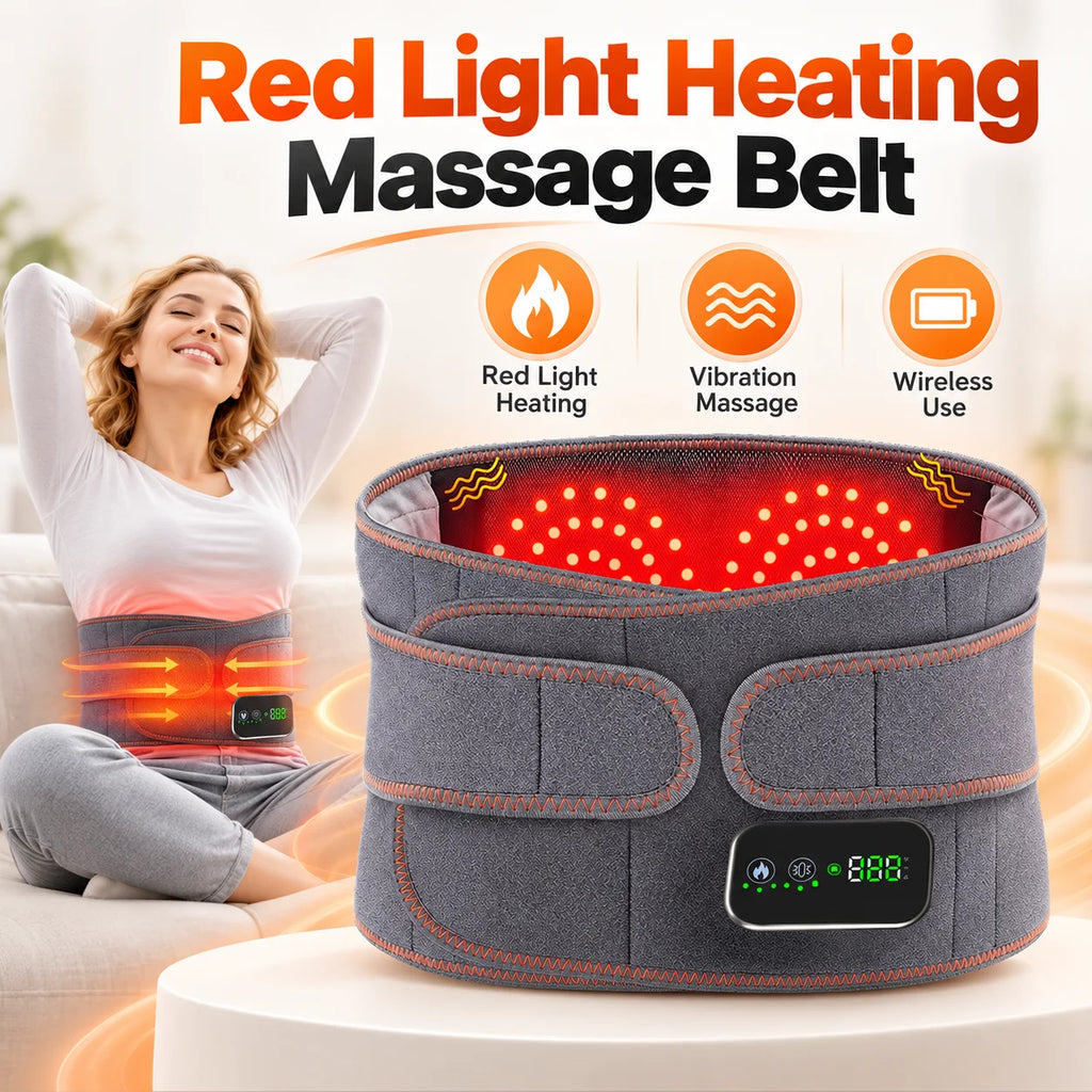 Red Light Heating Massage Waist Belt Rechargeable Lumbar Support