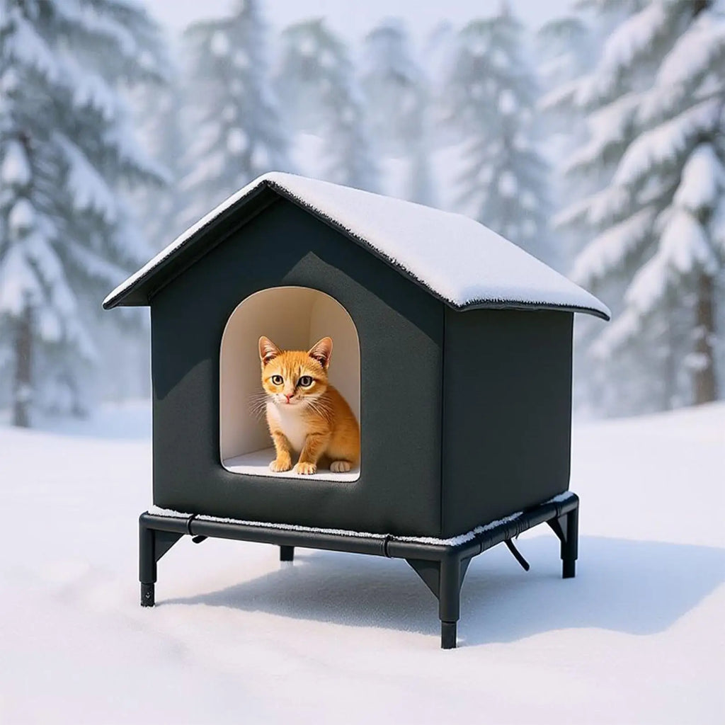 Cat Shelter Weatherproof Winter Cat House Cat Outside House Waterproof Enclosed Pet Tent Insulated Cat House For Multiple