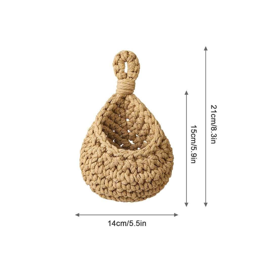 Handwoven Hanging Wall Vegetable Fruit Basket Organizer Container Decor for Kitchen Garden Mount Wall Plant Flower Onion Storage