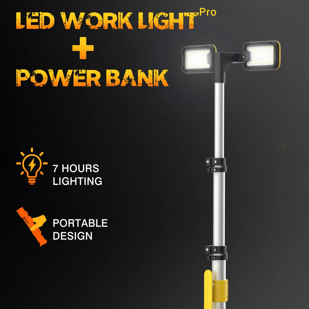 LED Work Light 80000LM Rechargeable Construction Light with Power