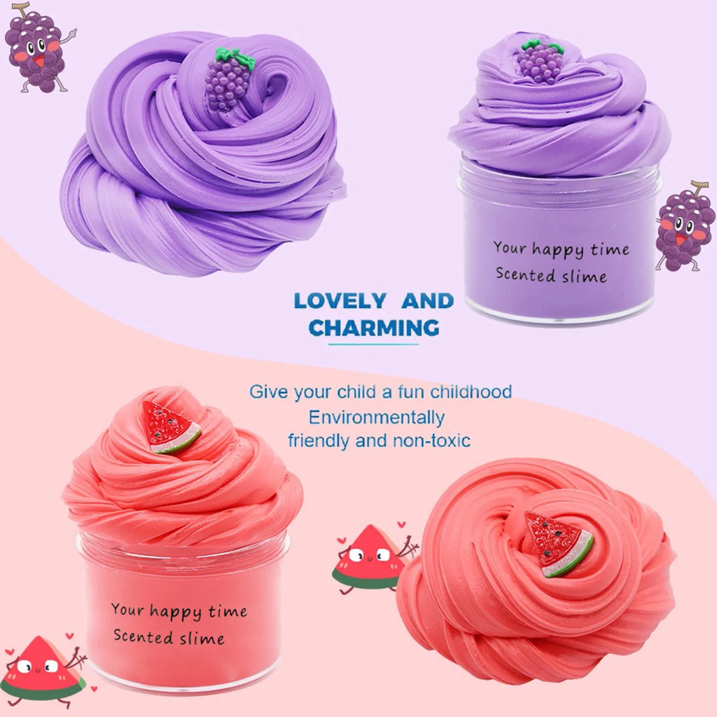 DIY Butter Slime Fruit Kit Soft Non-sticky Cloud Slime Scented Toy Kids Gift 70ml Relieve Pressure Education Rainbow Slime Craft