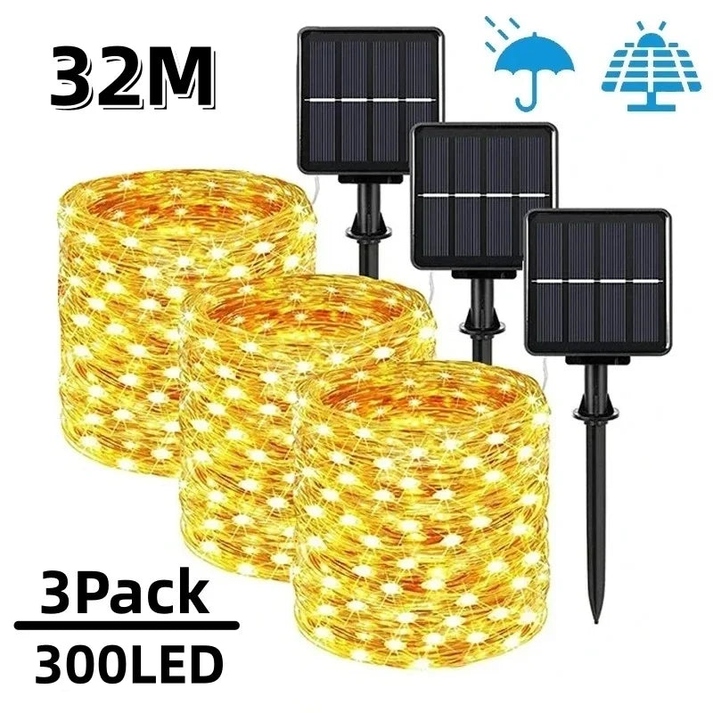 7m/12m/22m/32m LED Solar Light Outdoor Garden Fairy String Light
