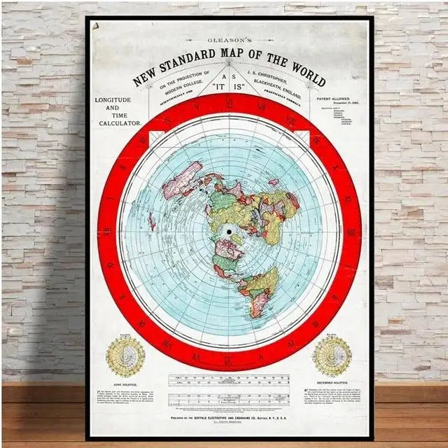 Flat Earth Map Movie World Map Modern Poster Prints Canvas Painting Wall Art Pictures for Living Room Home Decor