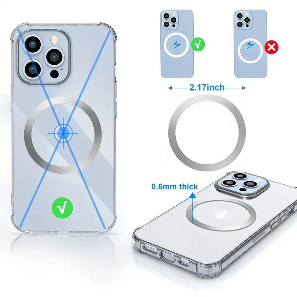 10/5/1PCS Thin Magnetic Metal Plate Ring For Magsafe Wireless Charger Iron Sheet Sticker Magnet Car Phone Holder Universal