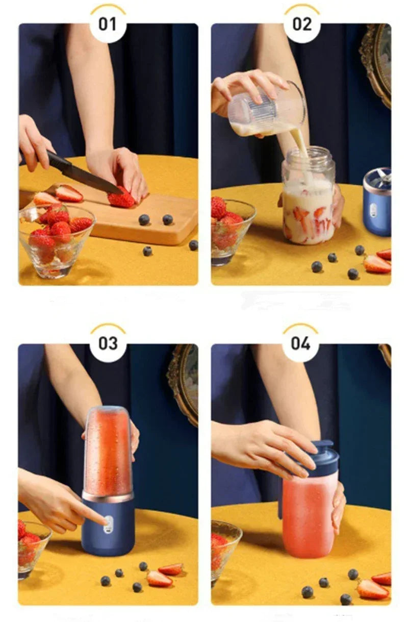 Juicer Cup Set Portable Mixer with 6 Blades Mixer Machine Automatic Smoothie Blender Lemon Orange Fruit Squeezer Travel