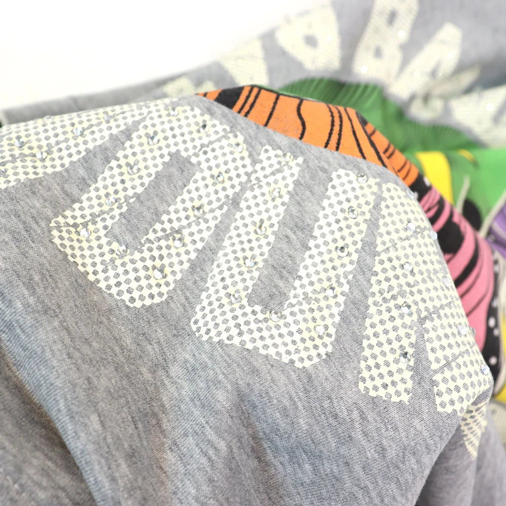 Y2K Streetwear Funny Graphic Zip up Hoodies with Rhinestones