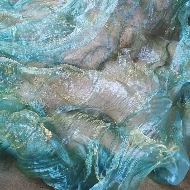 Ocean Wave Organza original irregular pressed pleated laser gradient fabric Lace pleated clothing designer fabric