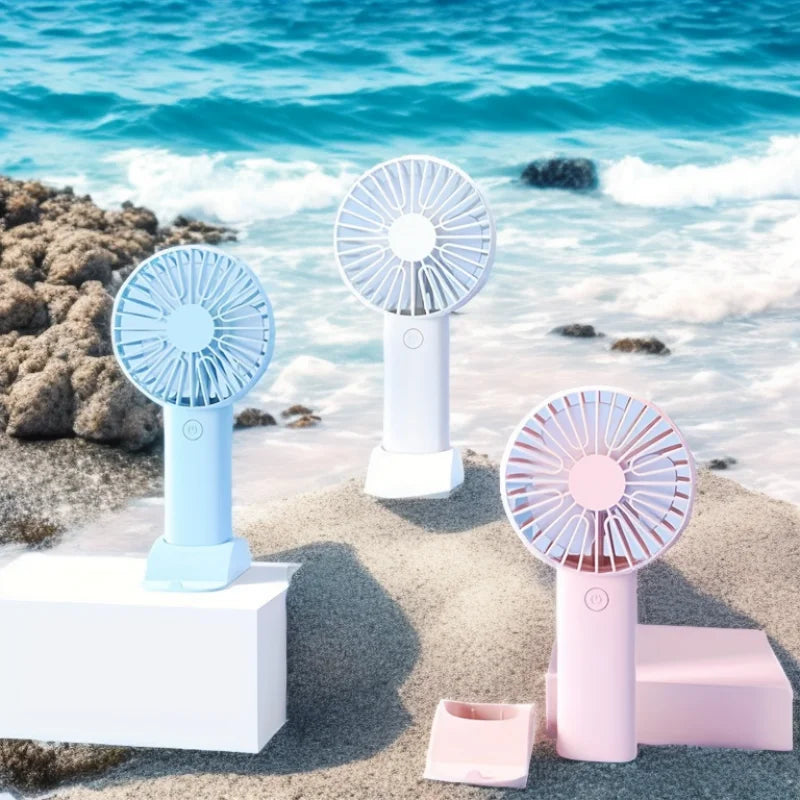 Summer Fashion Mini USB Charging Handheld Fan Desktop Small Fan With Mobile Phone Holder Portable And Simple Outdoor Small Fan