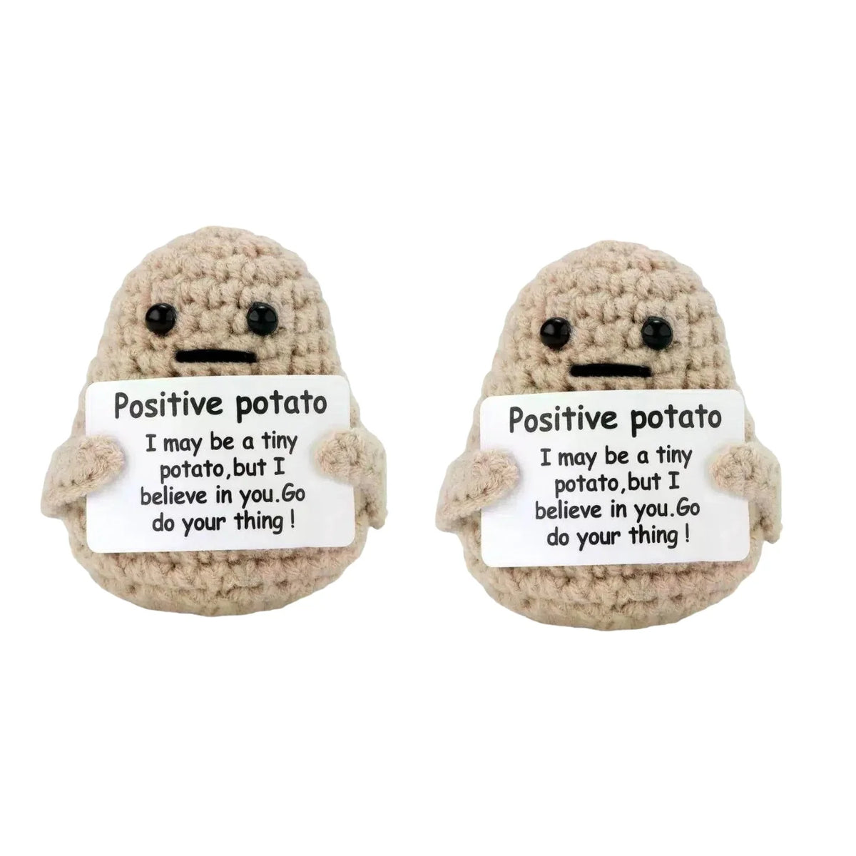 New Positive Energy Potato Hug Pocket Mini Handmade Plush Wool Knitting Doll with Card Funny Christams Gift Home Room Decoration