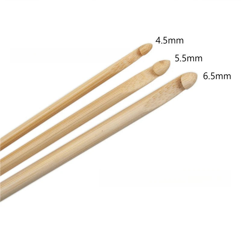 Natural Bamboo Afghan Tunisian Double Ended Crochet Hook Set Hand Sewing Knitting Needles Weave