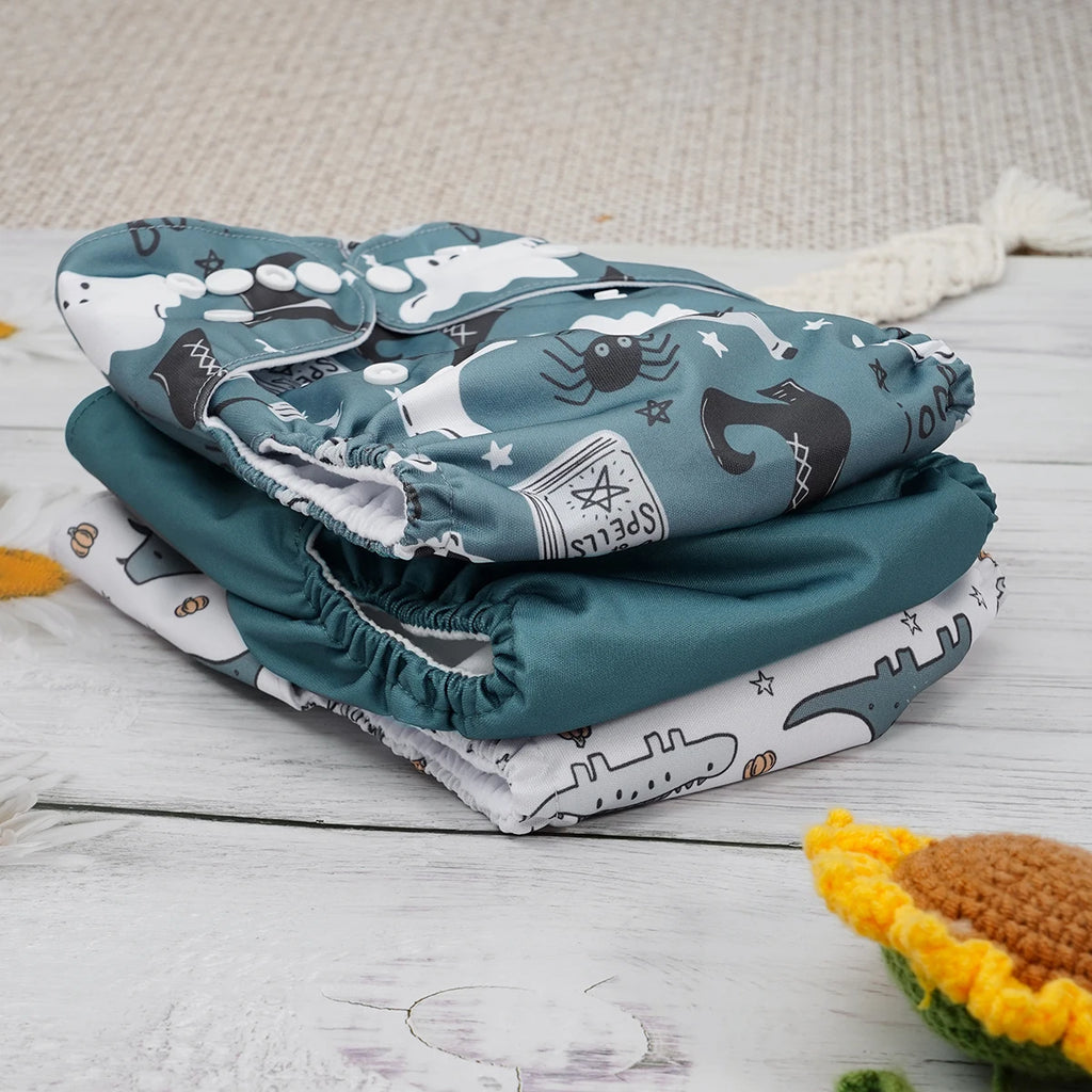 Happyflute 3pcs/set Washable Reusable Ecological Pocket Diapers