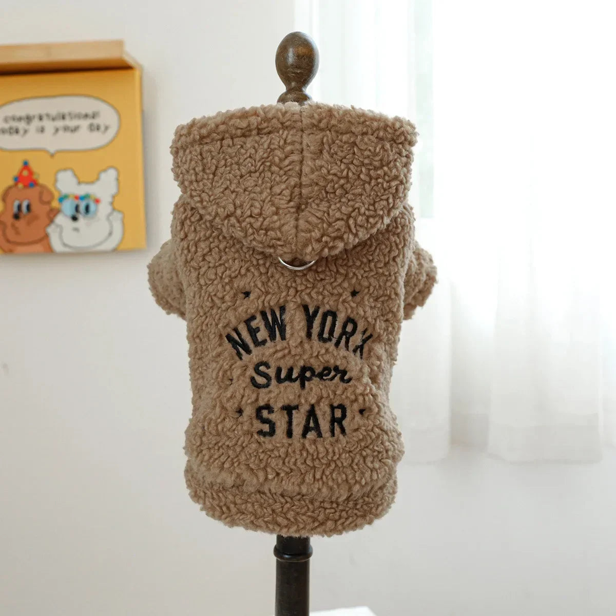 Autumn and Winter Pet Lamb Fleece Hooded Jacket Puppy and Cat Clothes New Models Thick and Warm Letter Hoodie Pet Clothes