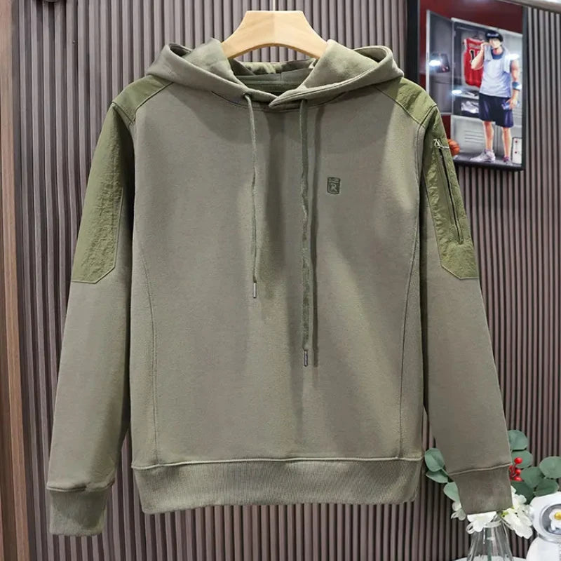 Loose Men's Hooded Sweatshirt Solid Black No Brand Cheap Simple Warm Male Hoodie Funny Overfit Sweat Shirt Tops High Quality Emo