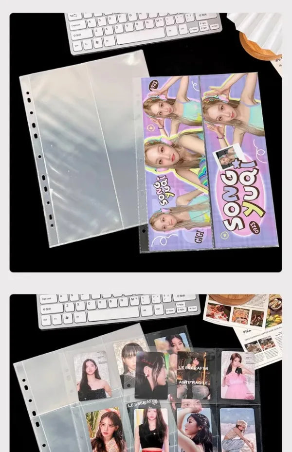 10Pcs A4 Double Sided Photo Sleeves Pages -Thick Clear Photo Album Inserts For Trading Cards, Postcards, Polaroids, Laser Ticket