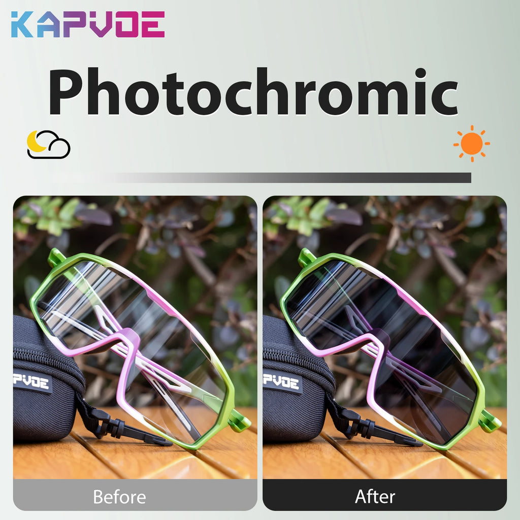 Kapvoe UV400 Photochromic Sunglasses on Sale Polarized Cycling Glasses