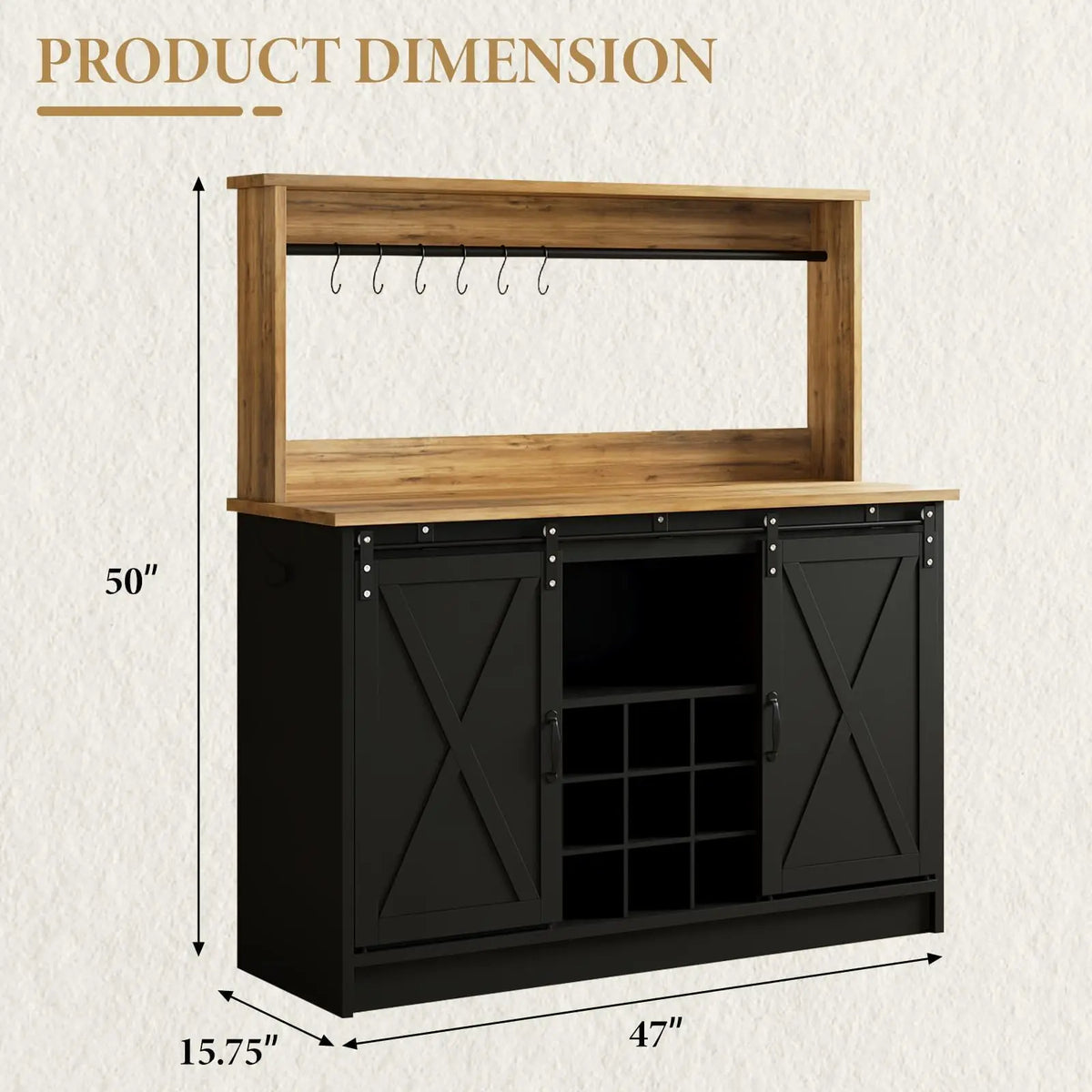 Farmhouse Coffee Bar Cabinet with Storage Kitchen Cabinets Wine