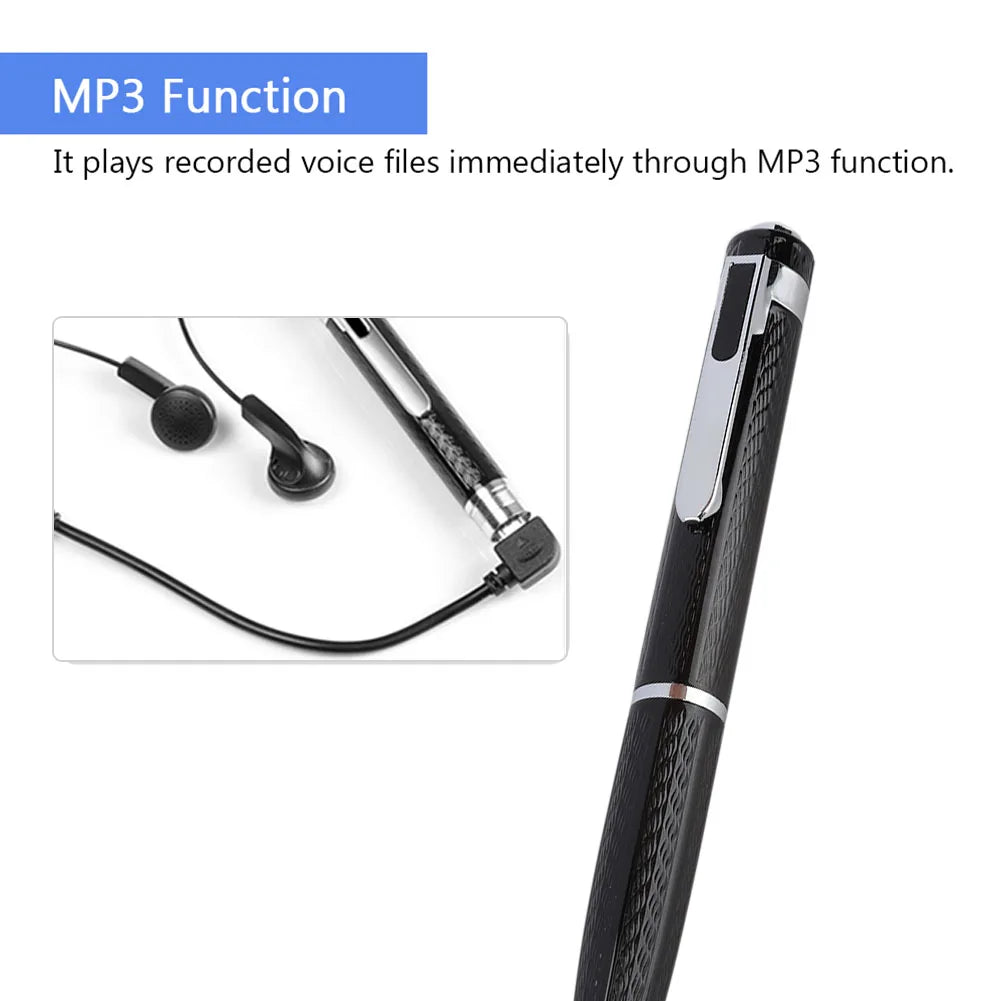 Pen-Shaped Continuous 12-Hour Digital Voice Recorder 192kbps