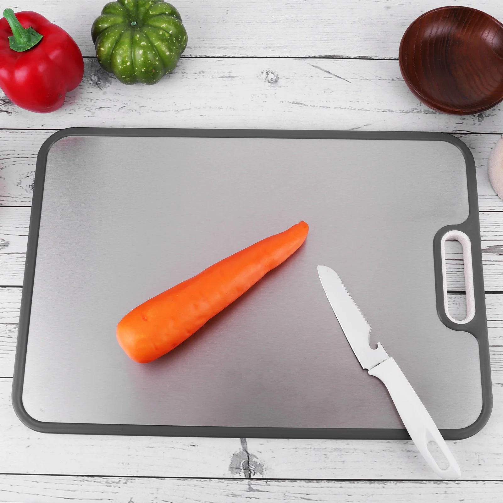 Double Sided Titanium Cutting Board for Kitchen Cutting Board for Double Sided Food Grade Pure Titanium Wheat Straw PP Easy to C
