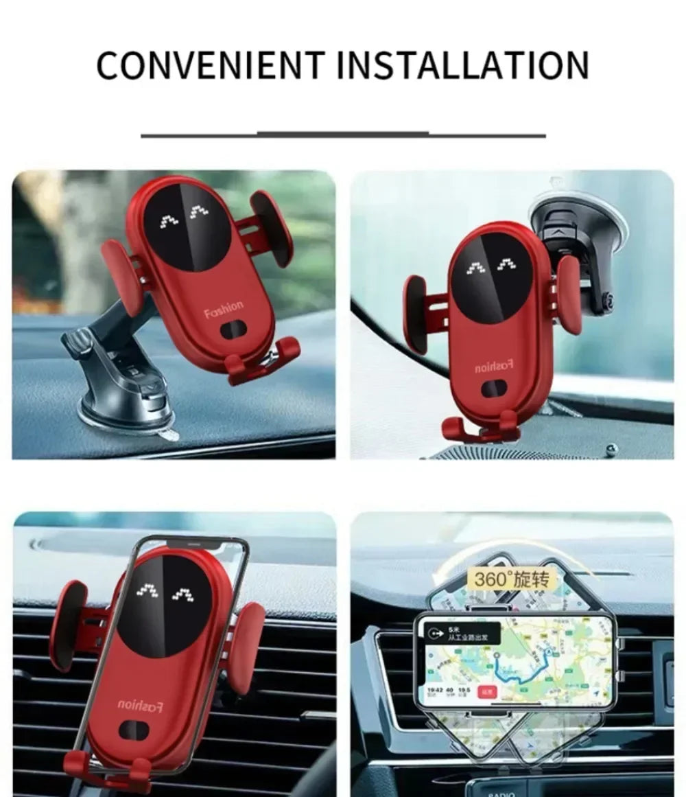 15W Fast Wireless Charger Car Mount for Air Vent Mount Car Phone Holder Rotating Intelligent Infrared Wireless Charging Charger