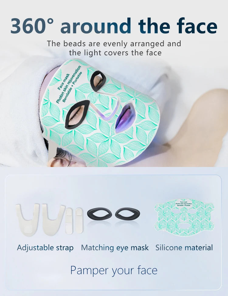8 Colors LED Face Mask 850NM Near-infrared Red Light Therapy Beauty Mask for Anti-Aging Wrinkle Skin Rejuvenation Home Use