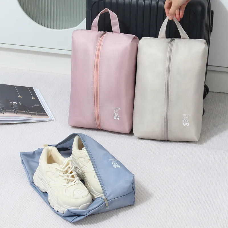 Portable Waterproof Shoe Bag Dual Compartments Zipper Shoe Organizer